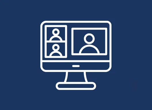 Computer icon showing a video call with three participants.