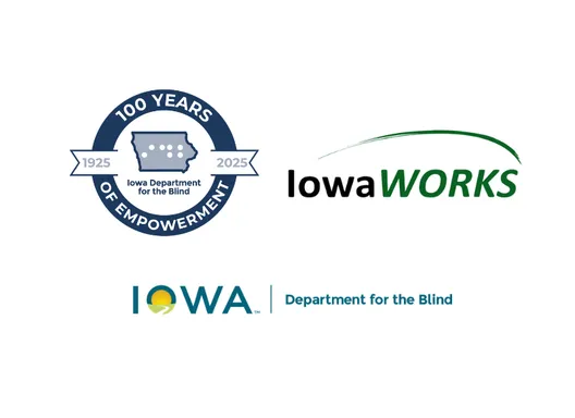 Iowa Department for the Blind and IowaWORKS logos 